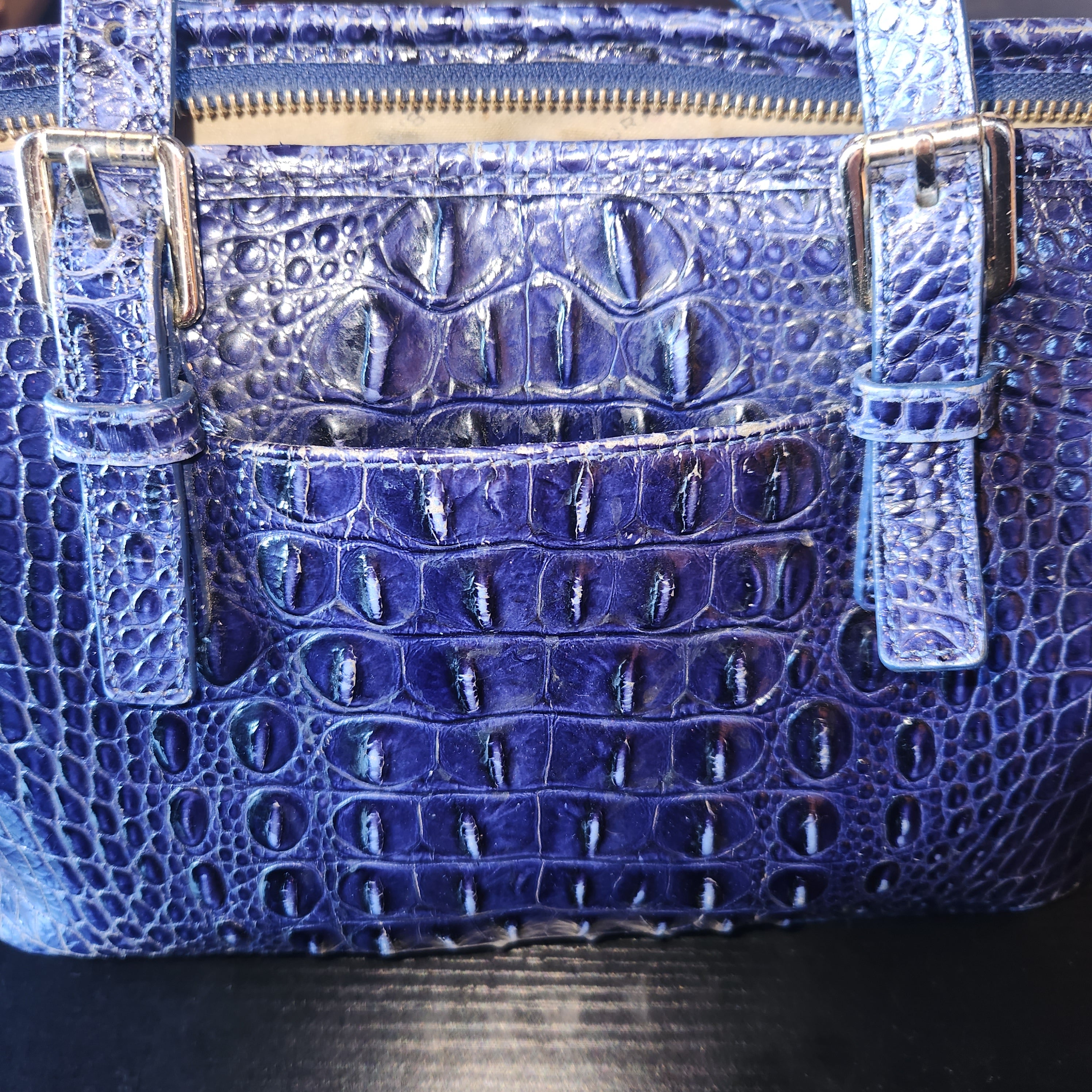 Midnight Blue Alligator Bag by Brahmin