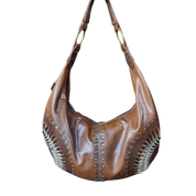 Studded Faux Leather Slouch Bag