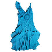 Y2K Teal Ruffle Midi Dress (L/XL)