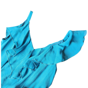 Y2K Teal Ruffle Midi Dress (L/XL)
