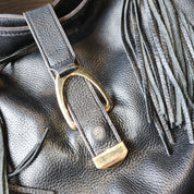 Black Leather Fringe Hobo Bag by G.I.L.I