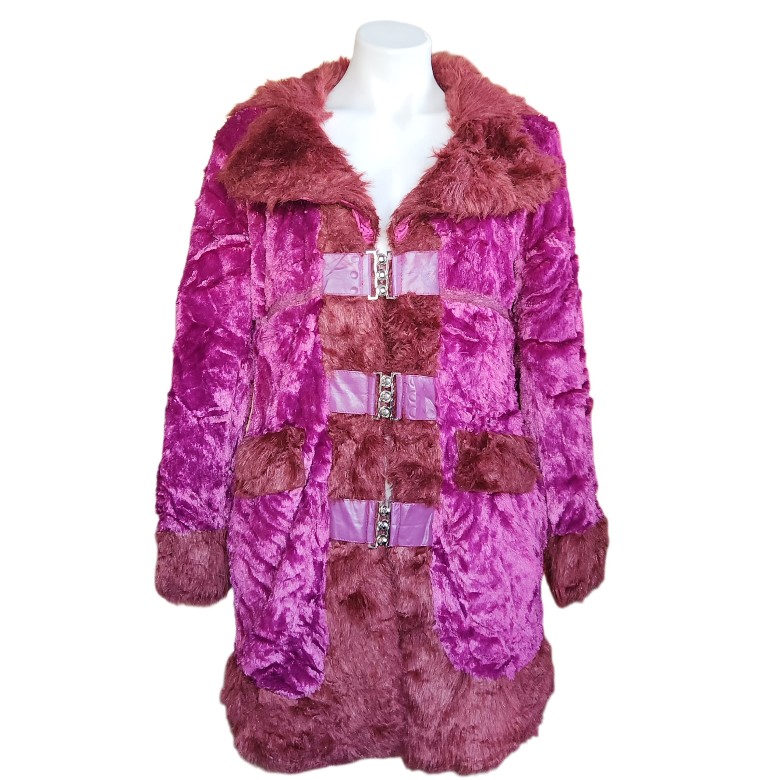 Maroon and Plum Fuzzy Coat (L)