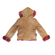 Berry and Beige Hooded Coat (M)