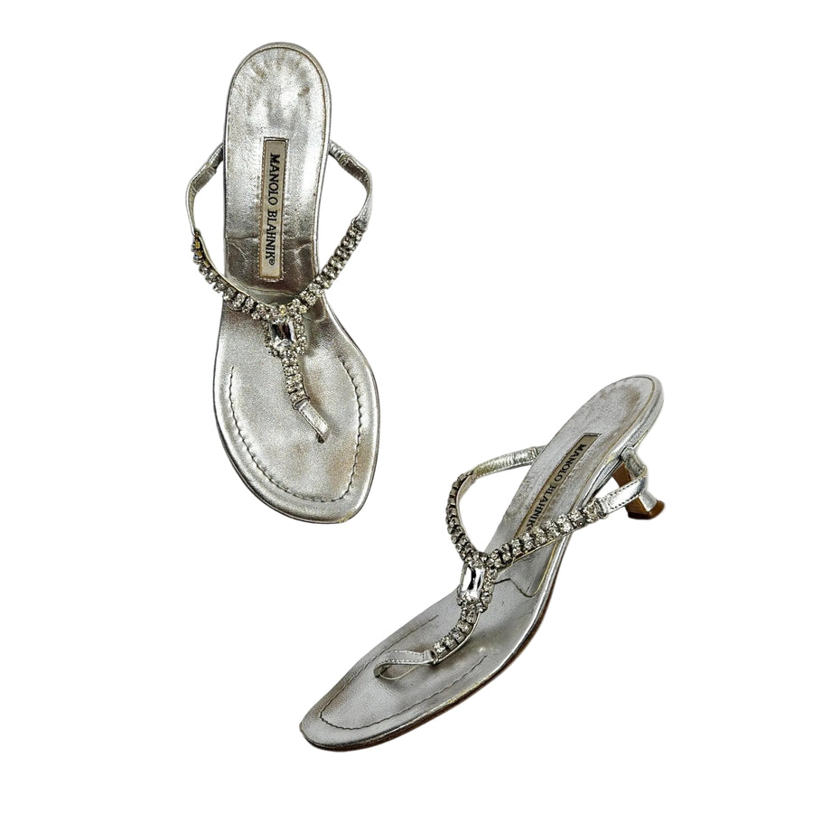 Vintage Manolo Blahnik Kitten Heels Jeweled - (6)