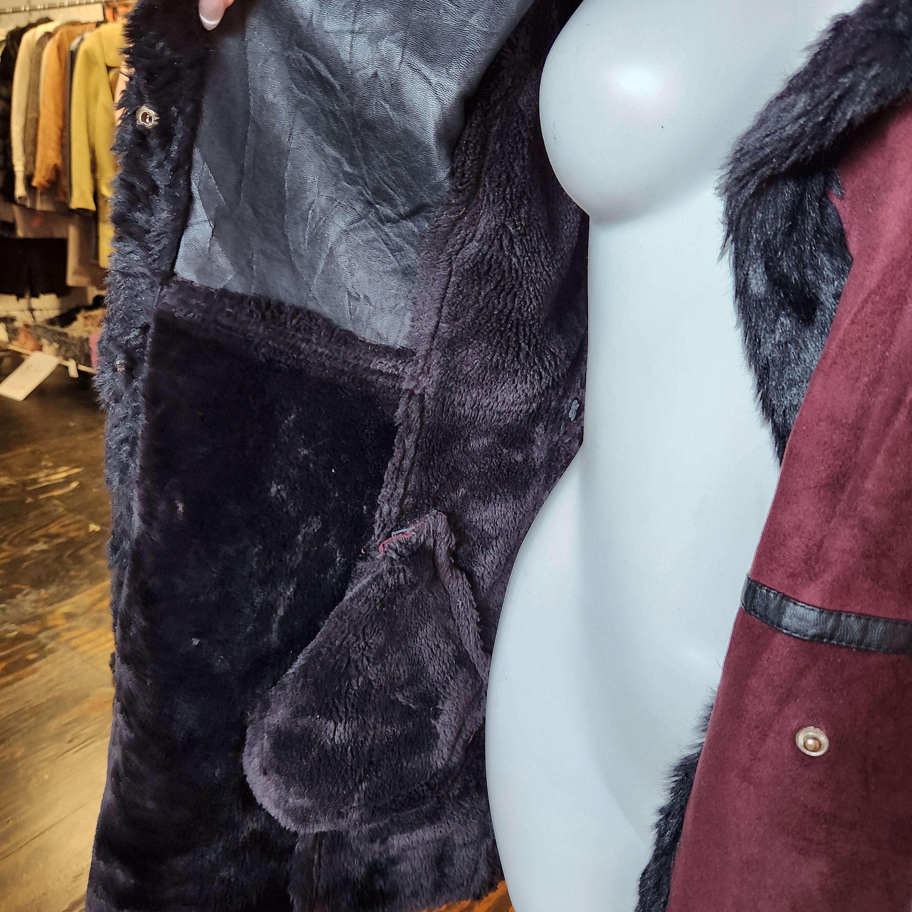 Wine Fur Lined Jacket (L)