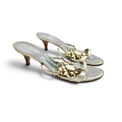 Vintage Giuseppe Zanotti Metallic Jeweled Opal Sandals Kitten Heels  (7.5)