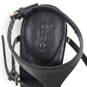 Vintage Gucci Heels Tom Ford Era Strappy Black Leather T-Strap Y2k (7)