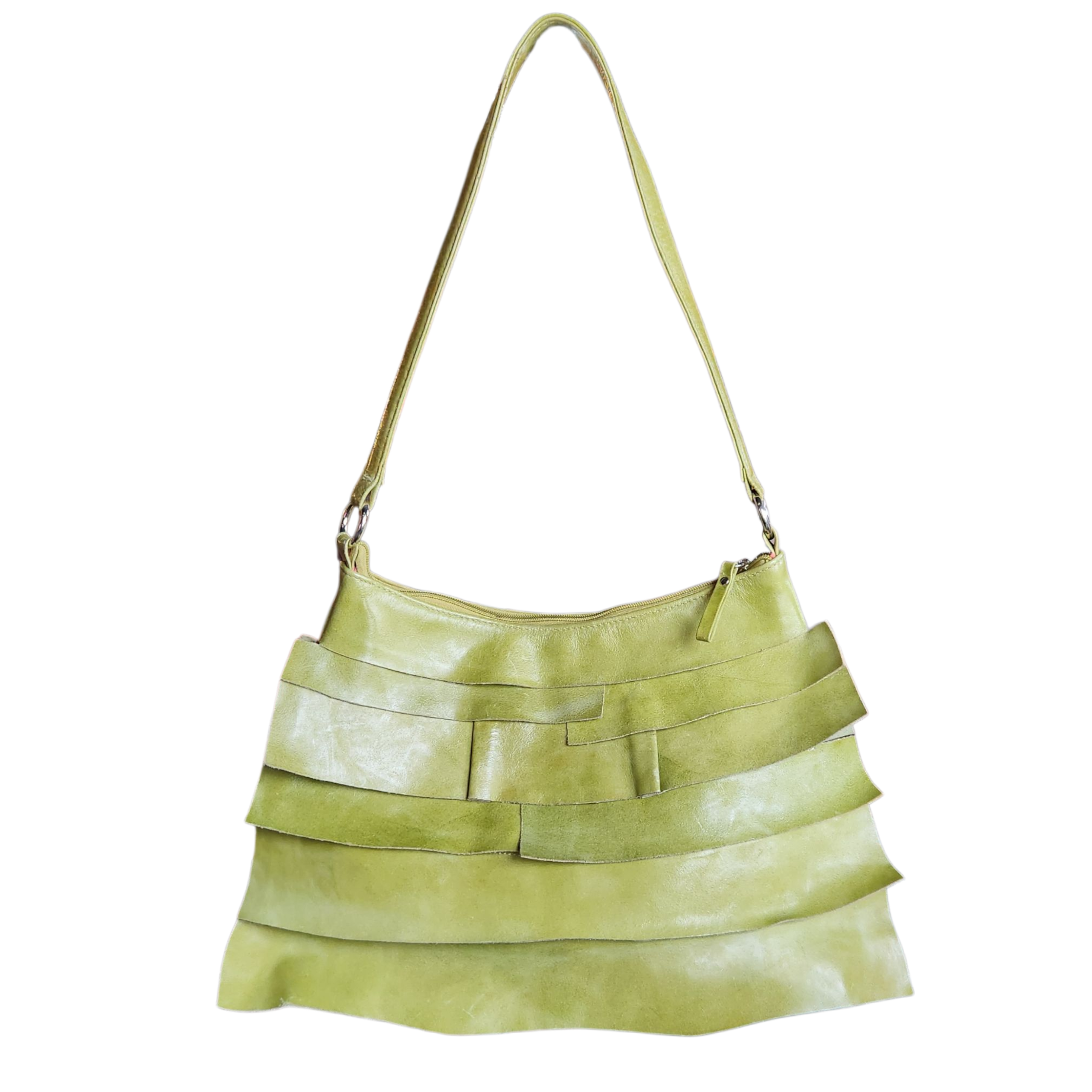Slime Green Leather Ruffle Bag