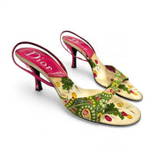 Vintage Dior Heels Galliano Era Paisley Print Slingback Sandals (9)