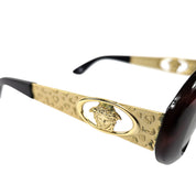 Vintage Gianni Versace Sunglasses Oval Tortoiseshell Gold Medusa