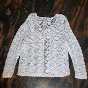 Vintage Embroidery White Cardigan (L)