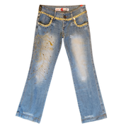 Gold Embroidered Jeans (L)