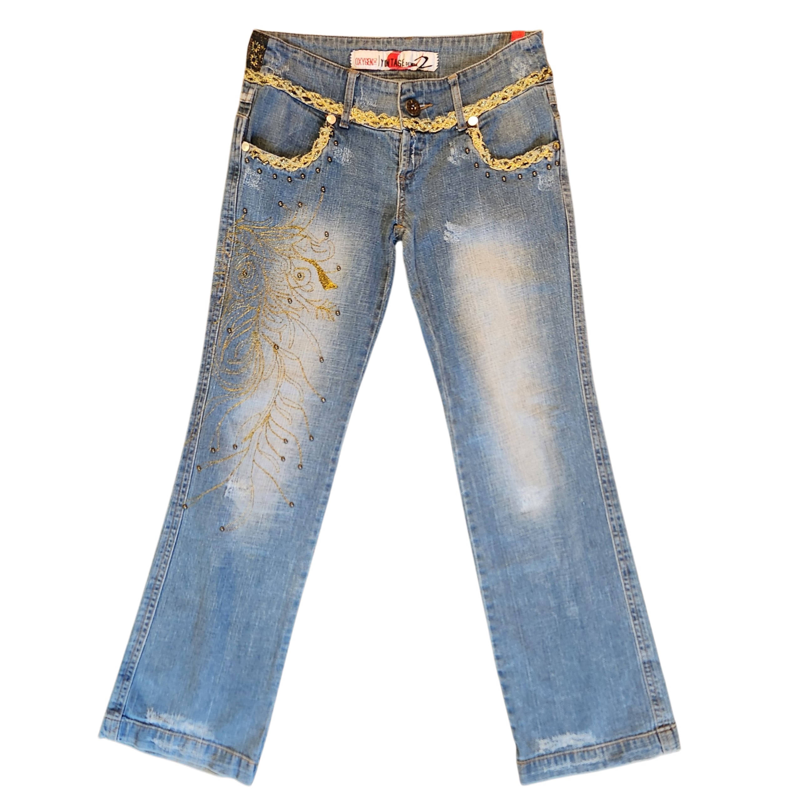 Gold Embroidered Jeans (L)