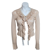 Cream Knit Ruffle Sweater (XS)