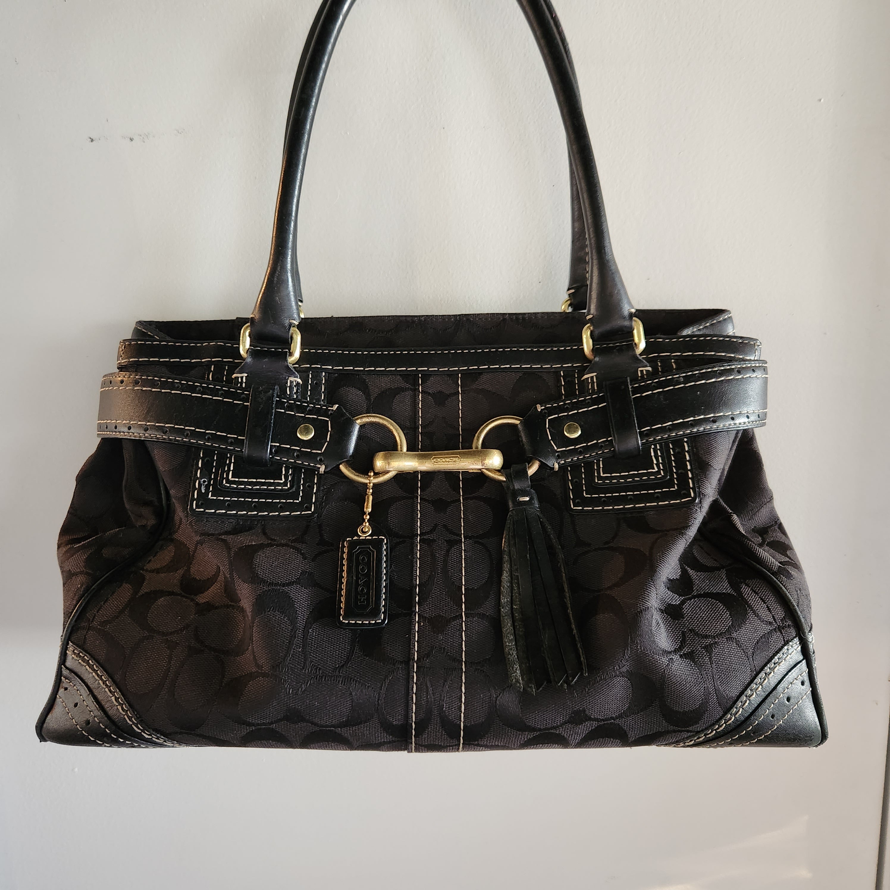 Coach Black Signature Canvas and Leather Hampton Tote bag