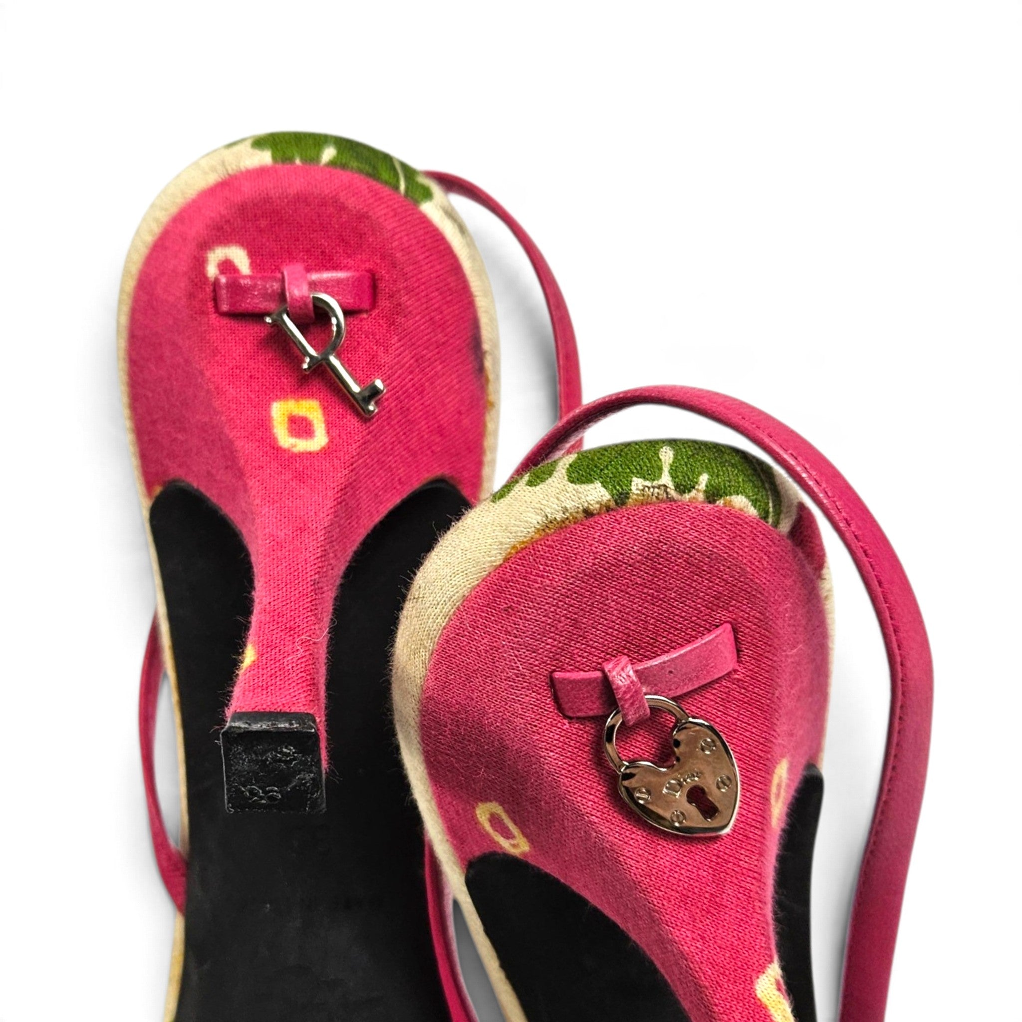 Vintage Dior Heels Galliano Era Paisley Print Slingback Sandals (9)