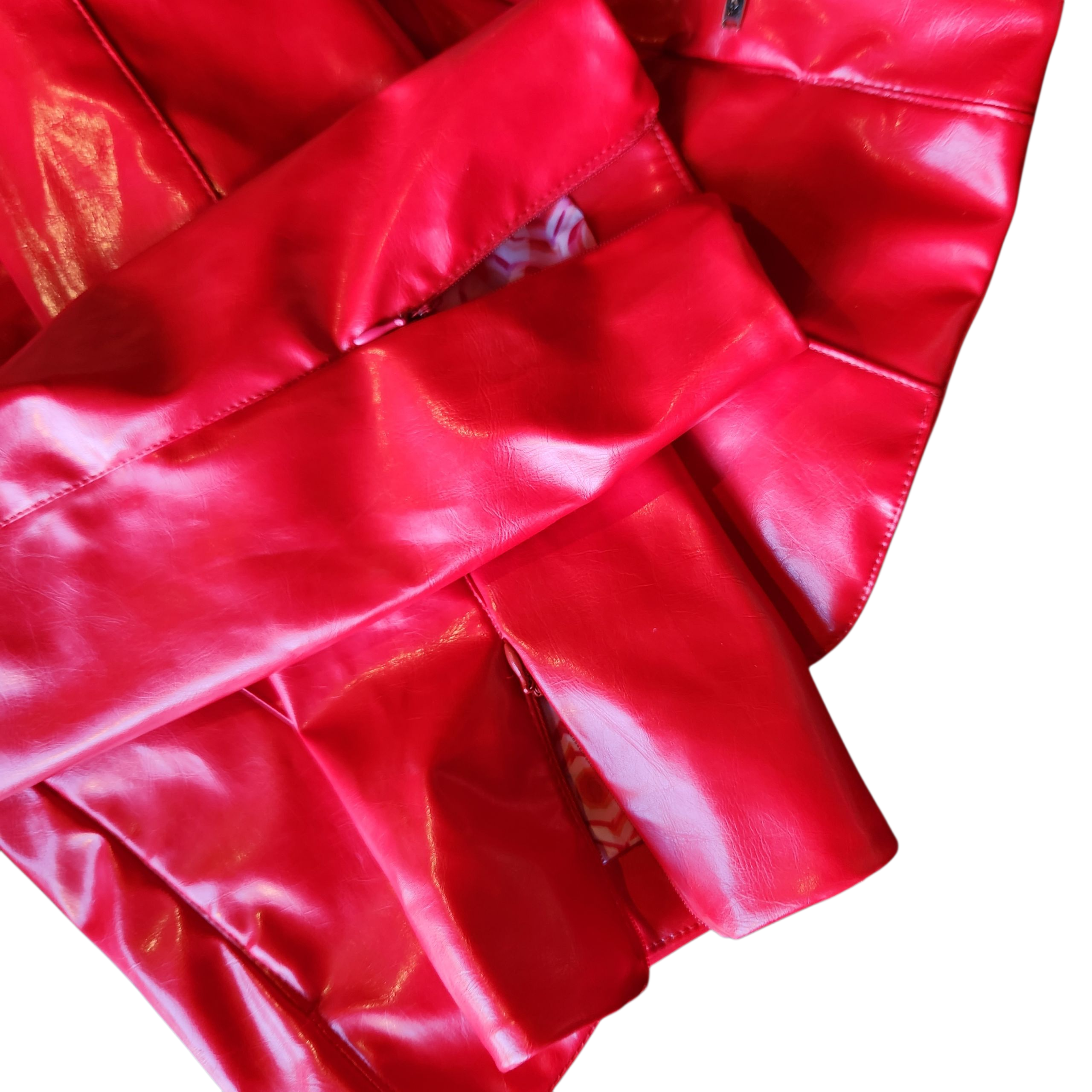 Glossy Red Zip-up Blazer (S)