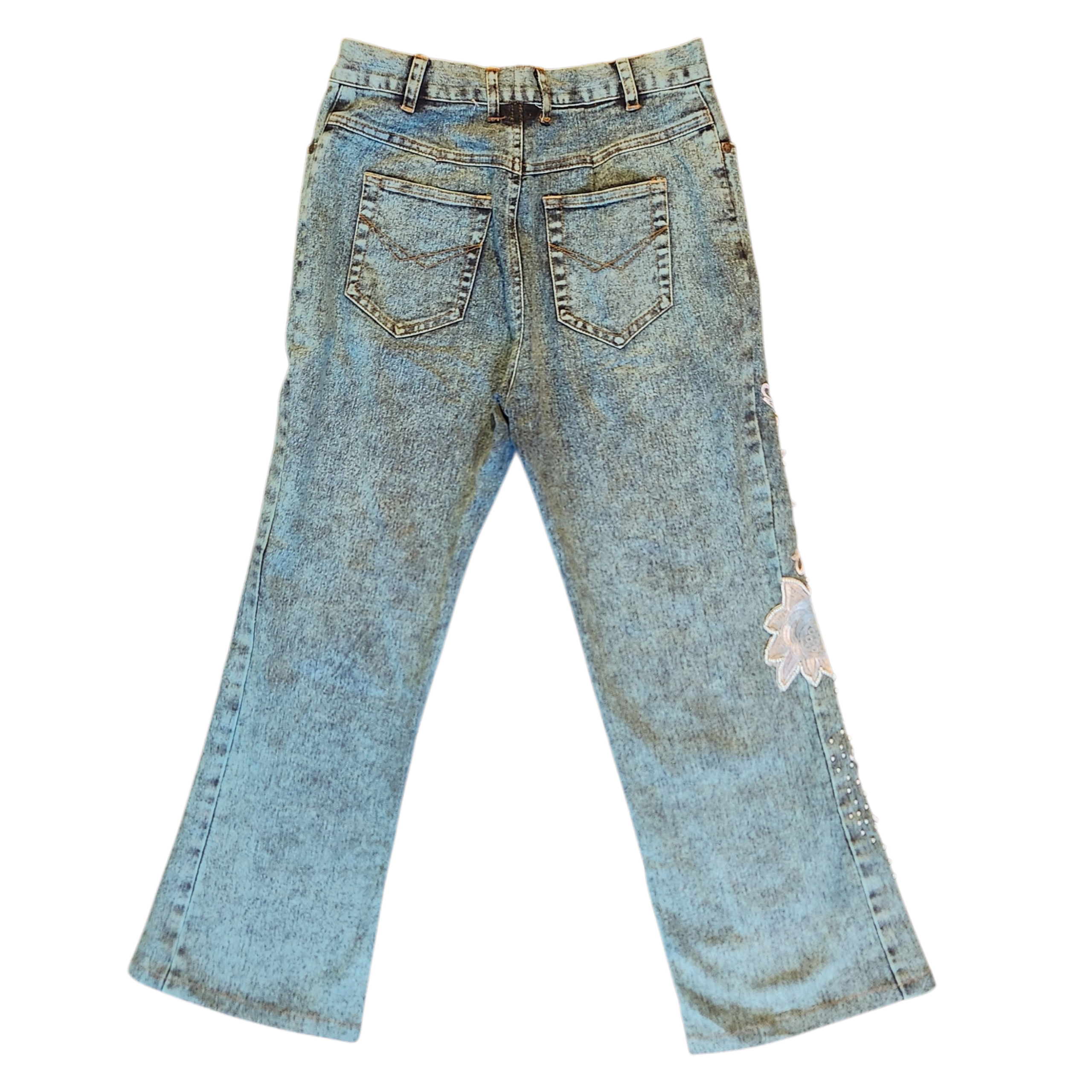 Acid Wash Embellished Jeans (M)