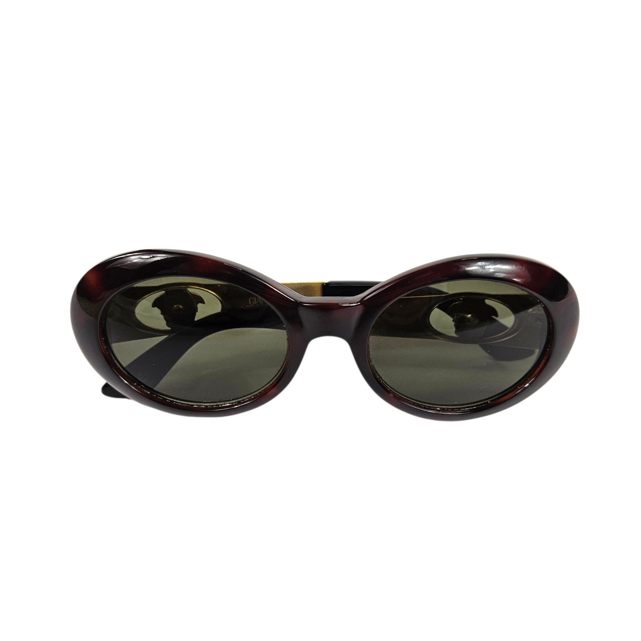 Vintage Gianni Versace Sunglasses Oval Tortoiseshell Gold Medusa