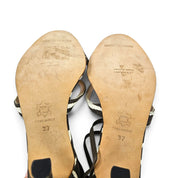Vintage Manolo Blahnik Heels Zebra Canvas Strappy Sandals (6.5)