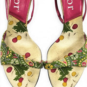 Vintage Dior Heels Galliano Era Paisley Print Slingback Sandals (9)