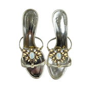 Vintage Giuseppe Zanotti Metallic Jeweled Opal Sandals Kitten Heels  (7.5)