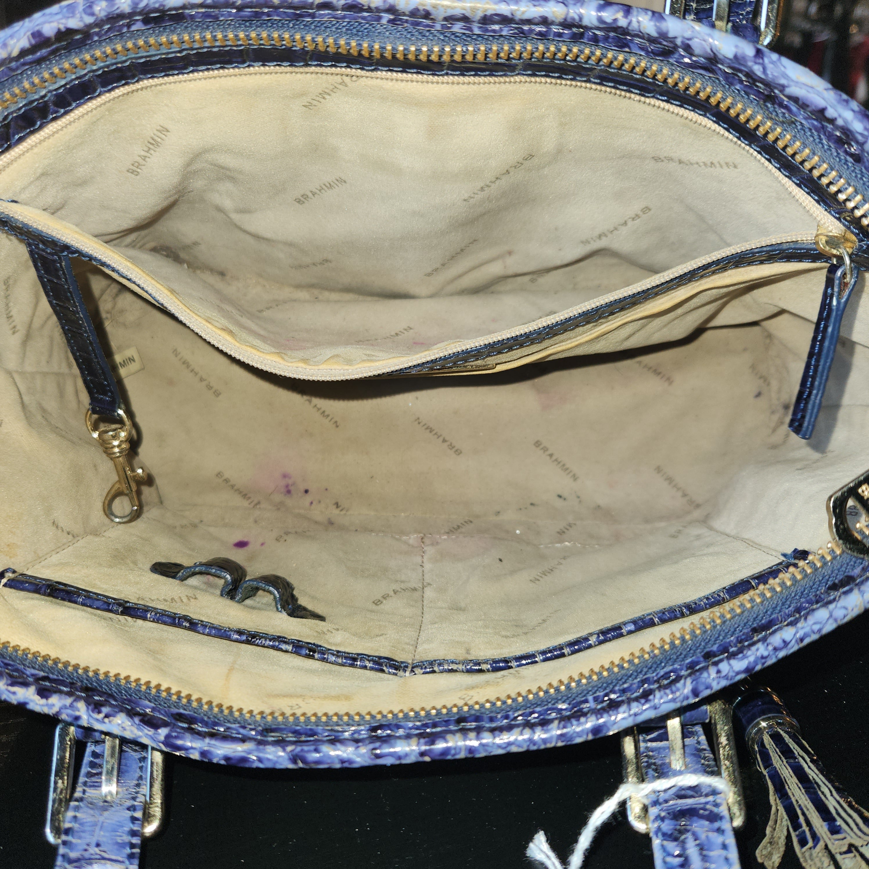 Midnight Blue Alligator Bag by Brahmin