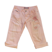 Nuo Pai Pink Rhinestone Capri Pants (M)