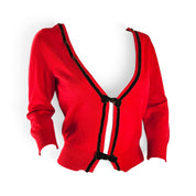 Dsquared2 Sweater Red Cropped Cardigan w/ Velvet Bow Detail (l)
