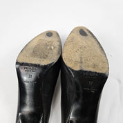 Vintage Prada Black Leather Heels - (7)