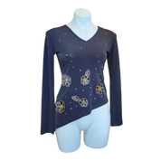 Asymmetrical Floral Sequin Top (S/M)