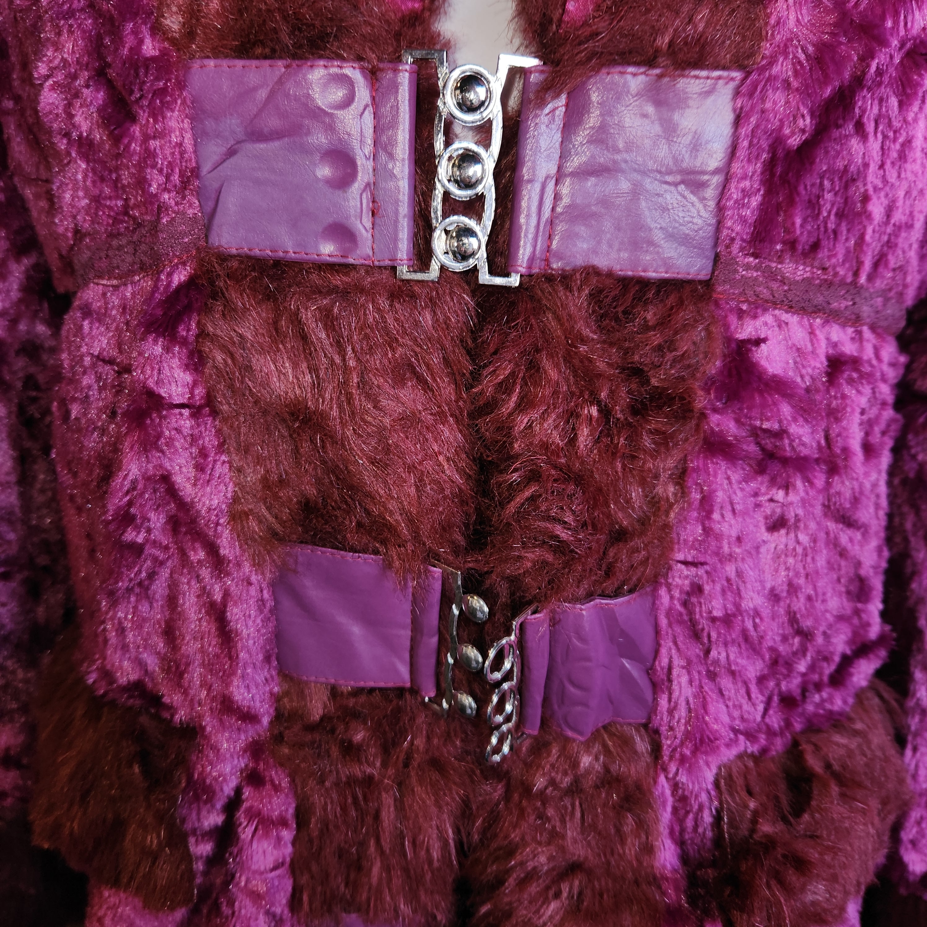 Maroon and Plum Fuzzy Coat (L)