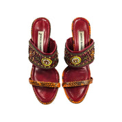 Vintage Manolo Blahnik Heels Beaded Snakeskin Sandal Mules (7)