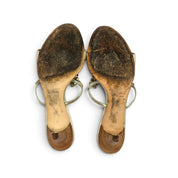 Vintage Giuseppe Zanotti Metallic Jeweled Opal Sandals Kitten Heels  (7.5)