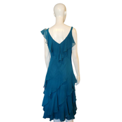 Y2K Teal Ruffle Midi Dress (L/XL)