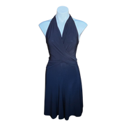 Plunging Halter Black Flutter Dress (XS)