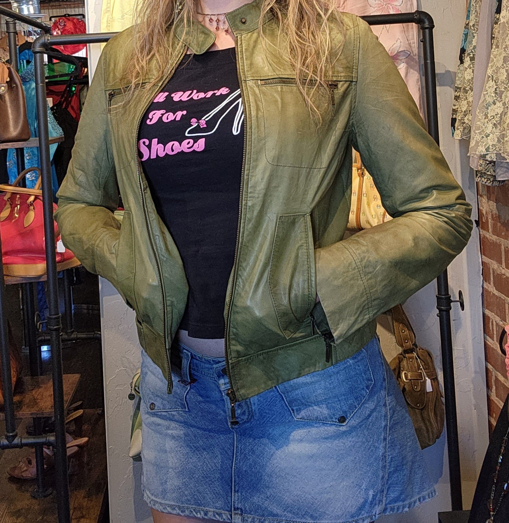 Moss Green Moto Jacket (M)