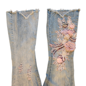 Y2k Embellished Light Wash Jeans (M)