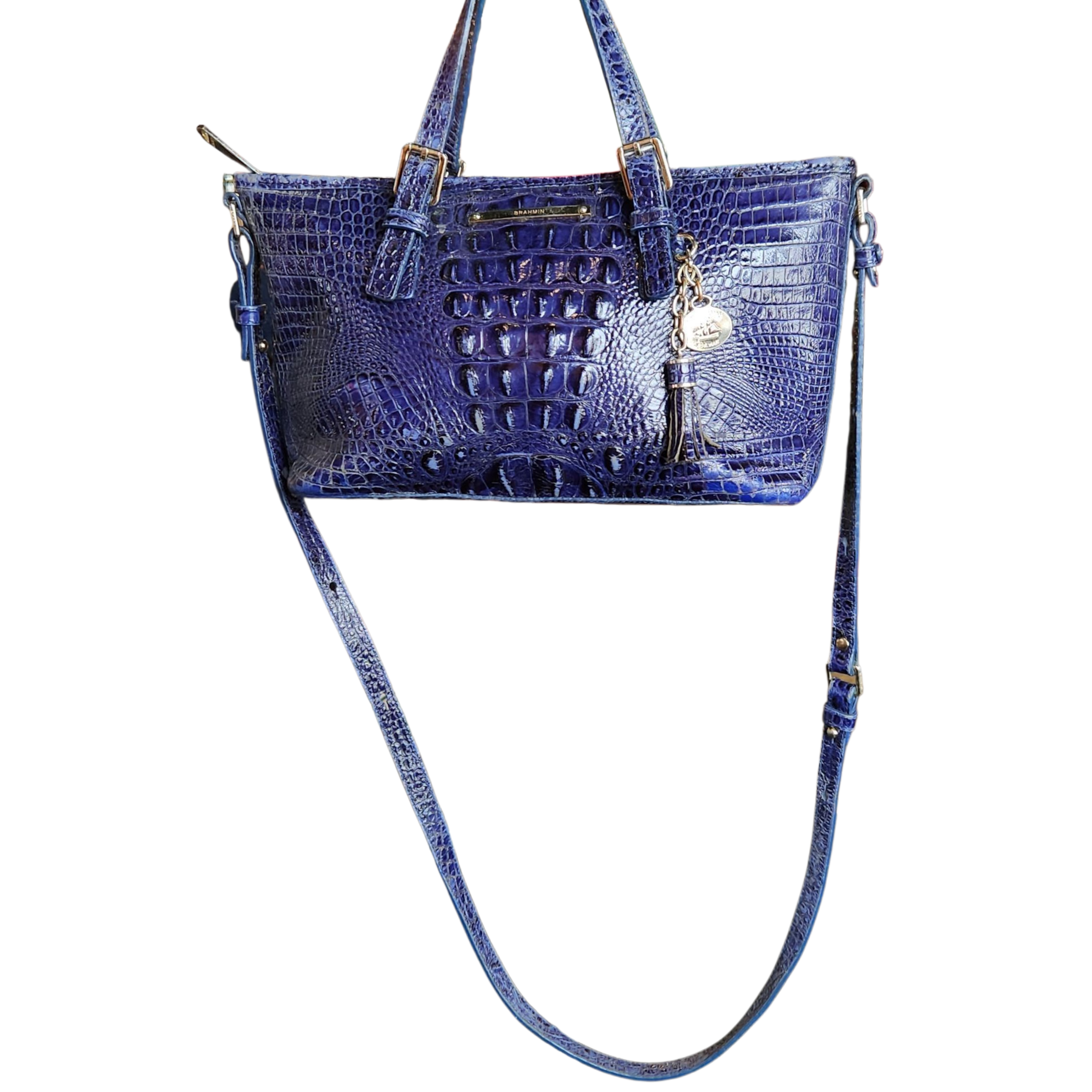 Midnight Blue Alligator Bag by Brahmin