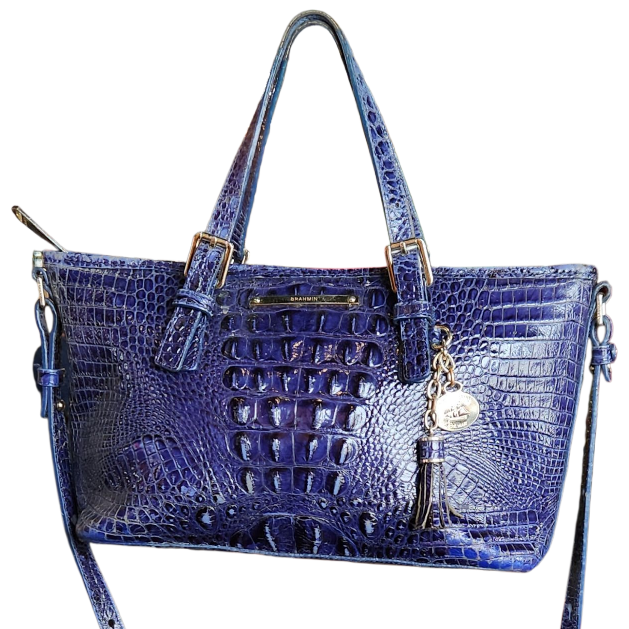 Midnight Blue Alligator Bag by Brahmin
