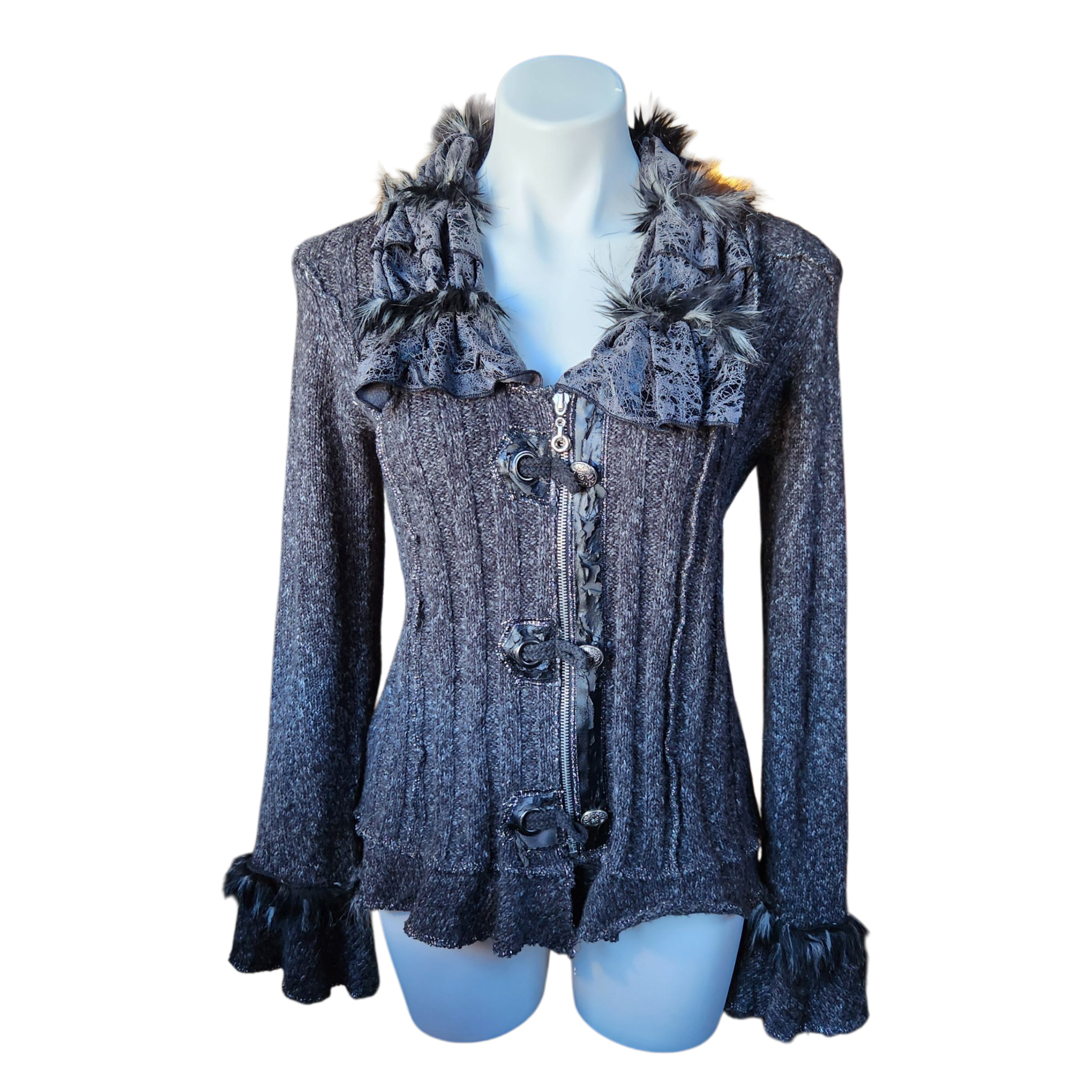 Gothic Knit Zip-up Sweater (M)