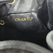 Vintage 90's Chanel Large Triple CC Bucket Bag Black Caviar Leather