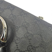 Vintage Gucci by Tom Ford Black GG Canvas Horsebit Chain Shoulder Bag Clutch Y2K