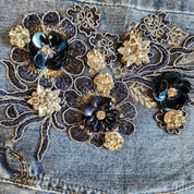 Floral Sequin Flare Jeans (M/L)