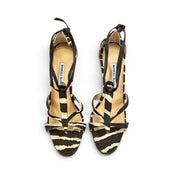 Vintage Manolo Blahnik Heels Zebra Canvas Strappy Sandals (6.5)