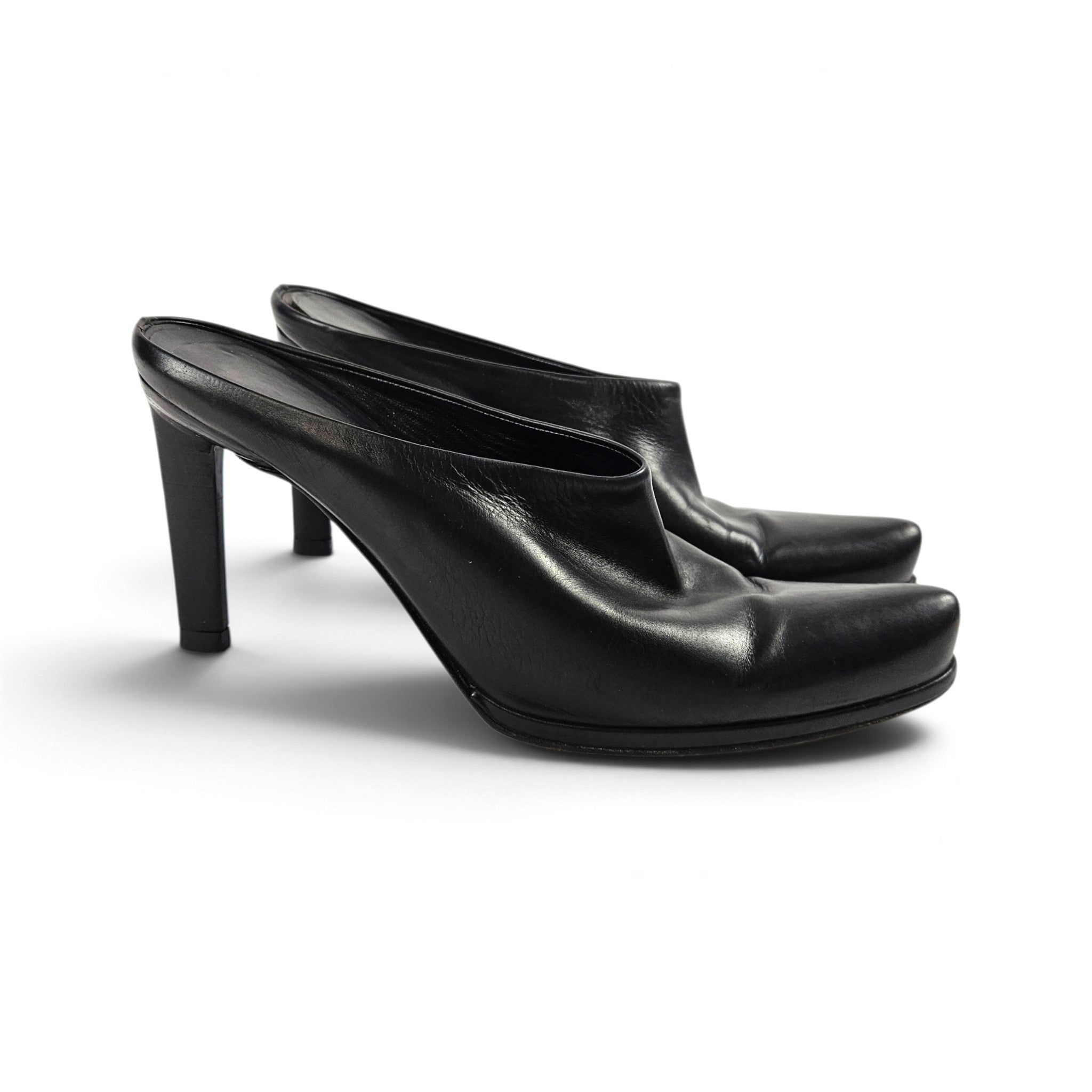 Vintage Prada Black Leather Heels - (7)
