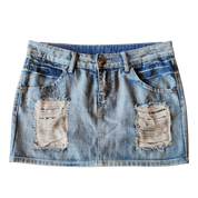 Y2K Distressed Denim Mini Skirt (M)