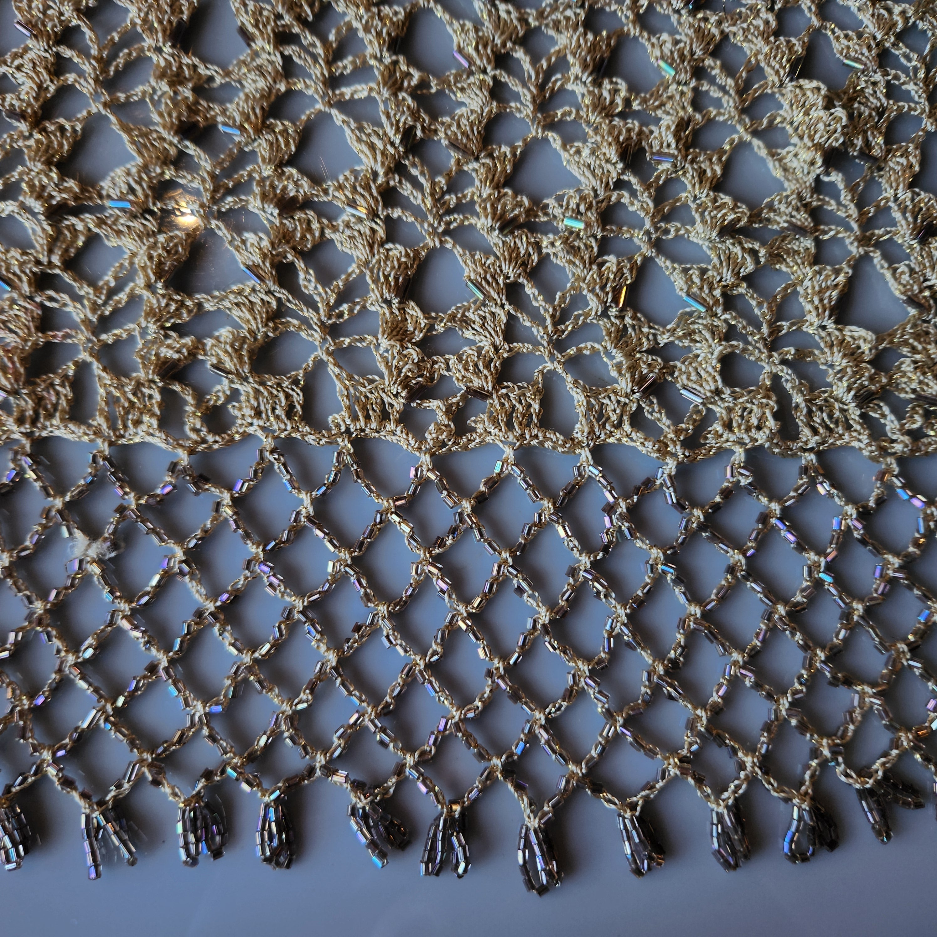 Gold Beaded Mesh Tank (XS)