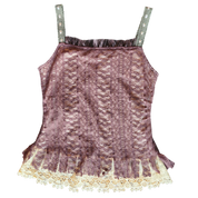 Y2K Brown Bedazzled Lace Tank (M)