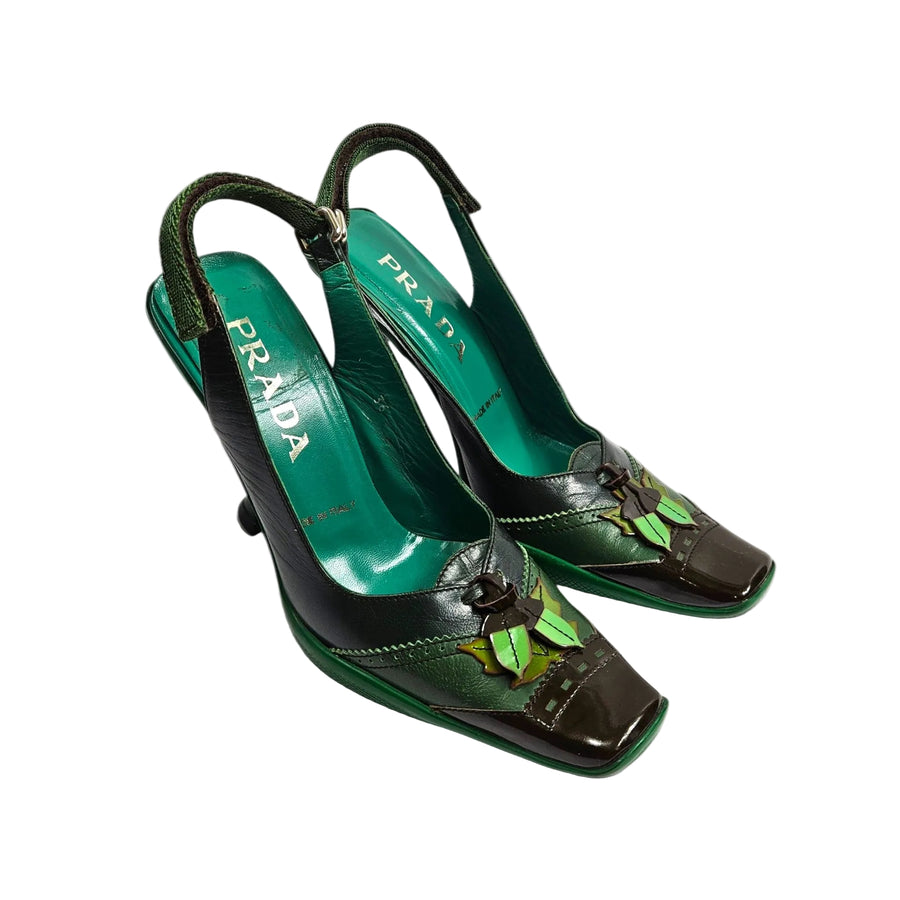 Vintage Prada 99" Foliage Heels - (6)